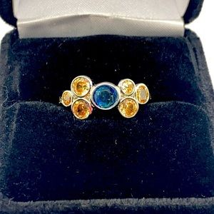 Blue ombré crystal & morganite ring sz 6